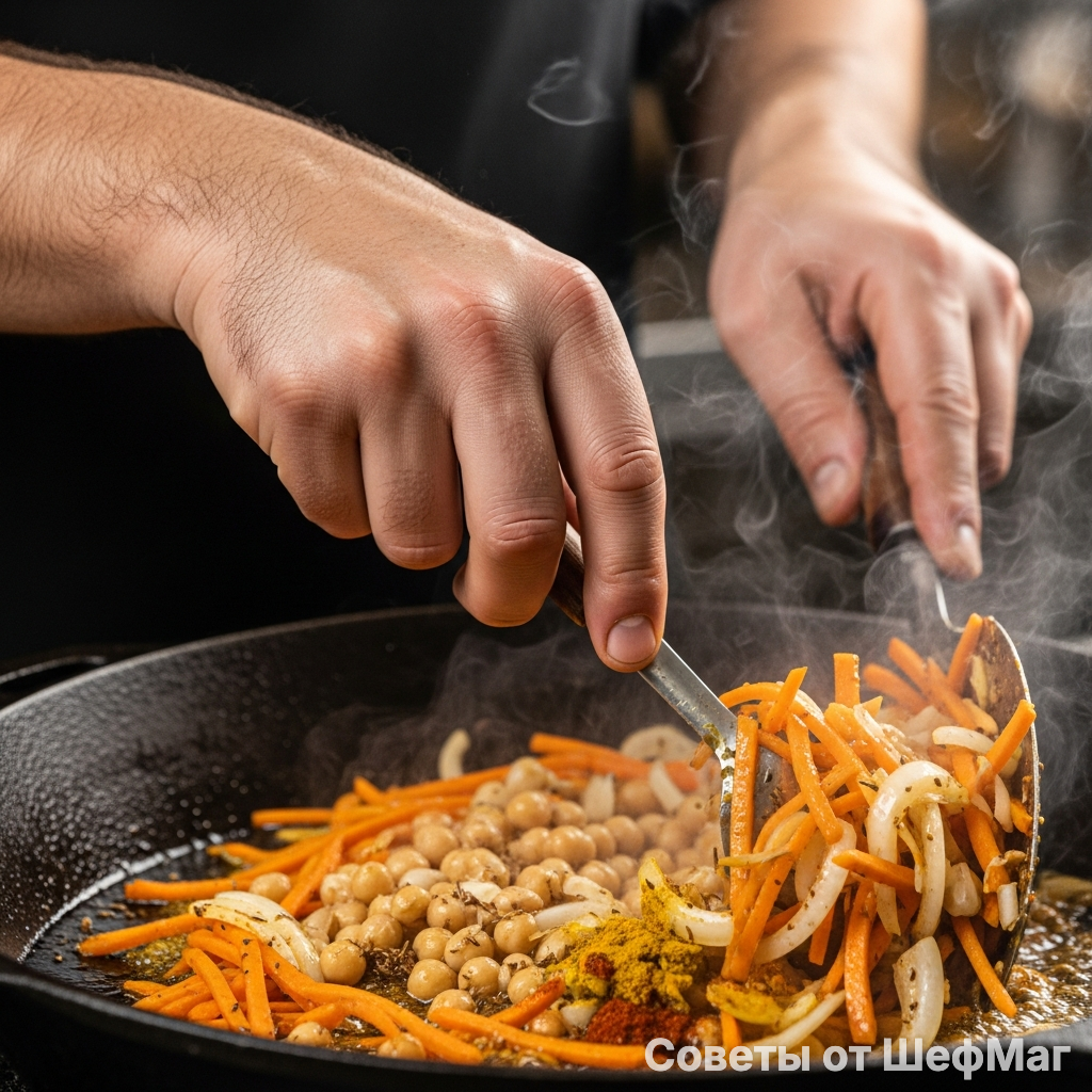 Морковь должна стать пластичной, но сохранить форму брусочков.