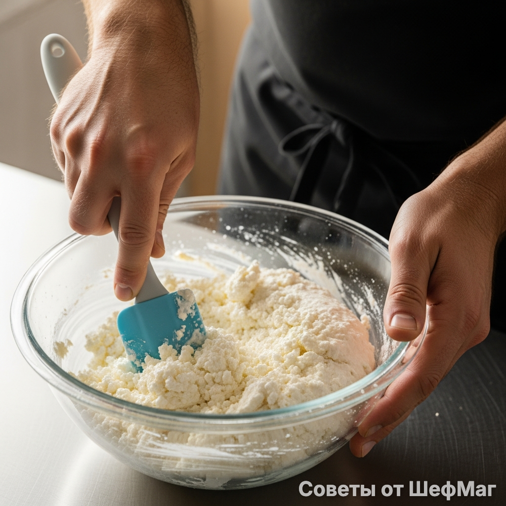 Никакого ручного замеса на столе — только миска и лопатка.