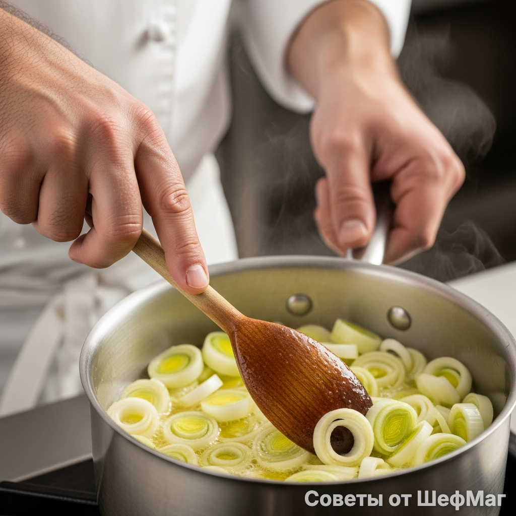 Никакого румянца! Белый цвет лука — основа будущего супа.