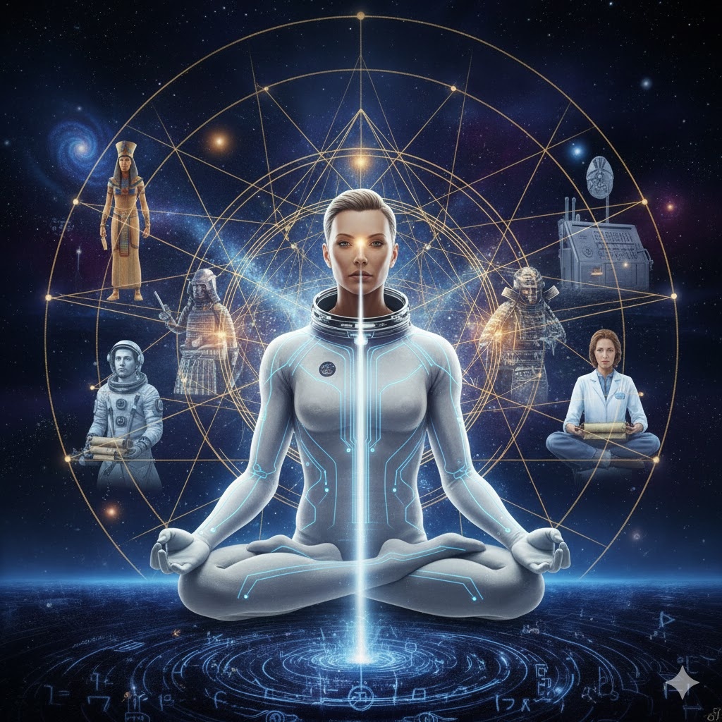 "Трансформатор Времени: Реинкарнация и Разум", иллюстрация создана сетью Джемини