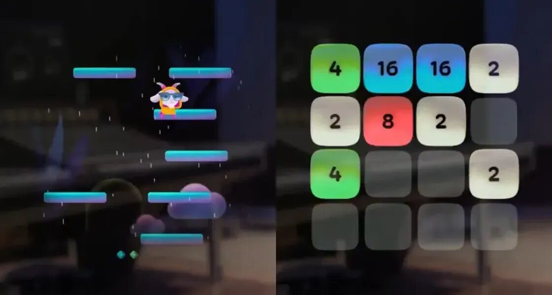 С новым обновлением ОС добавлены две новые игры — GOAT и 2048.