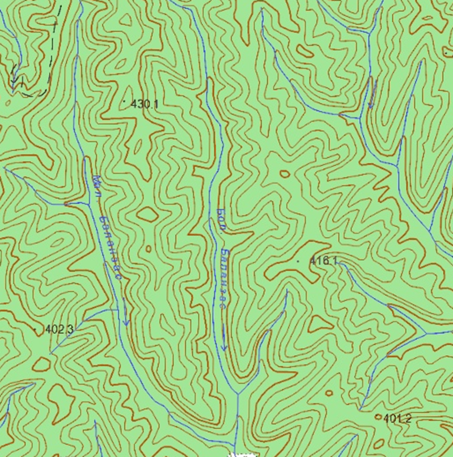 Река Большой Баланзас. Фрагмент карты, 2001г.