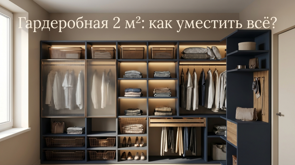    Пример эффективного планирования пространства в гардеробной на 2 кв. м. MDKUHNY