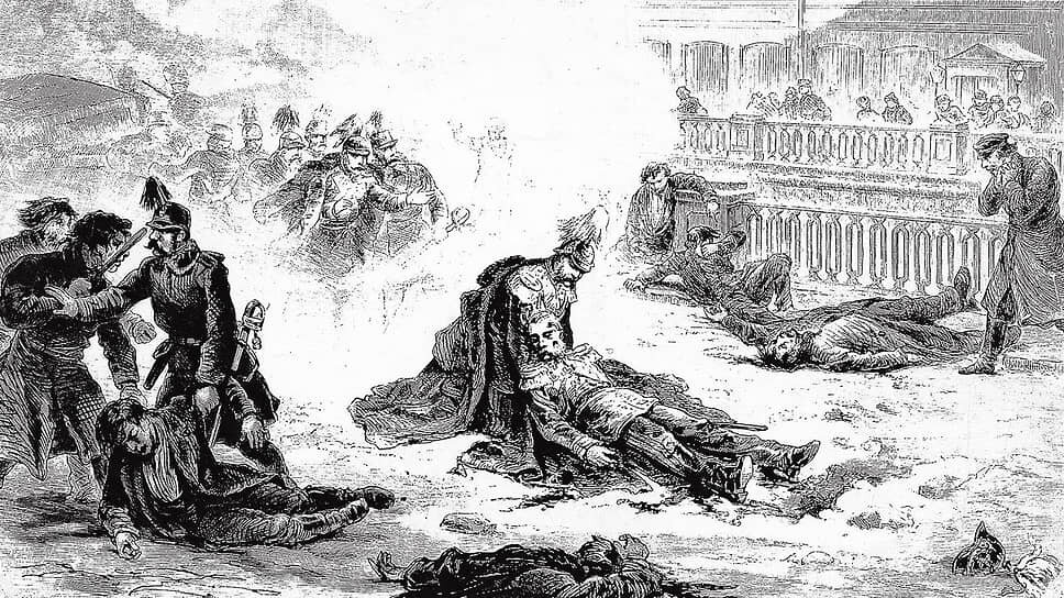 Гравюра Густава Бролинга, изображающая смертельно раненого Александра II.📷Фото: Gustav Broling / Wikimedia