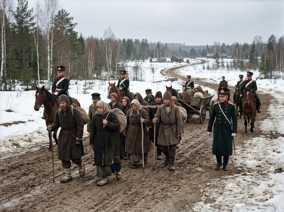 15 марта 1822 года Александр I утвердил решение Государственного совета «Об отсылке крепостных людей за дурные поступки в Сибирь на поселение». 