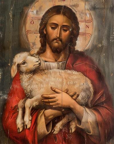 Икона Пастырь добрый. Показывает отношение любящего пастыря к тем, кого он любит. 