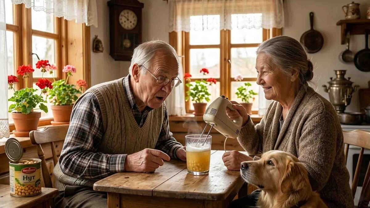 Обычная вода из-под нута. Мария лишь хитро улыбается: она знает, что через пять минут этот «рассол» превратится в белоснежное облако.