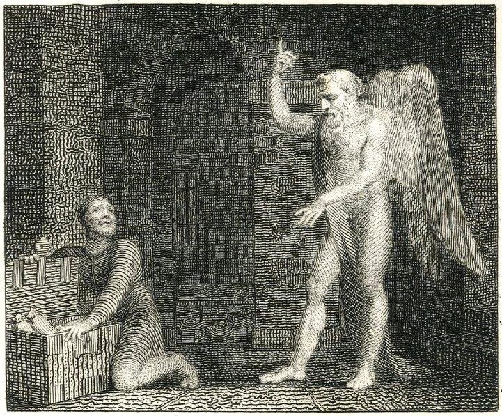     Уильям Блейк. Гравюра VI басни Джона Гэя "Скряга и Плутус". 1793