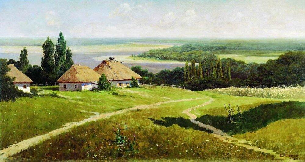     Владимир Маковский. Украинский пейзаж с хатами. 1901   
undefined