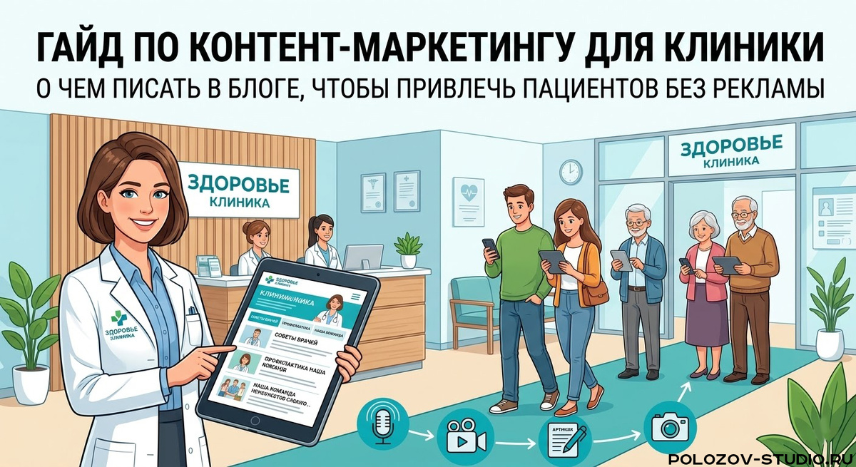 Гайд по контент-маркетингу для клиники: о чем писать в блоге, чтобы привлечь пациентов без рекламы.