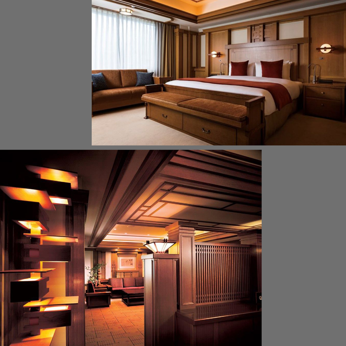 интерьеры отеля так же были спроектированы Ф.Л.Райтом.