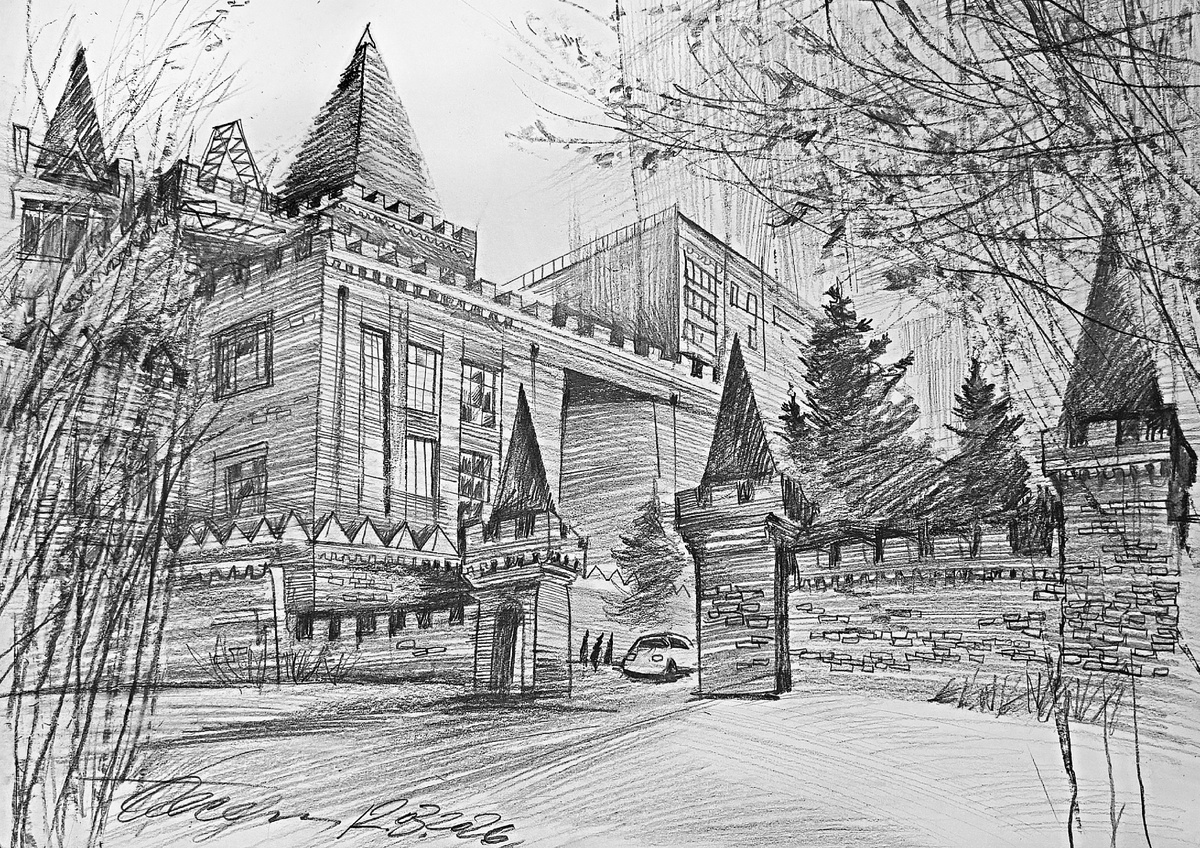 Рыцарский замок ордена "Кейптроллер" времён нового иркутского феодализма. Построен в смутные 1990-е годы. Архитектурное наследие и владение комиссаров ОК-ГК ВЛКСМ, (не)памятник культуры и архитектуры, находится под охраной частных агентств.
Из серии "Иркутск каждый день 1976-20??" и "Пленэр Город минус ... °C"
Карандаш, 42х30 см, Пленэр 12.03.2026 г.
