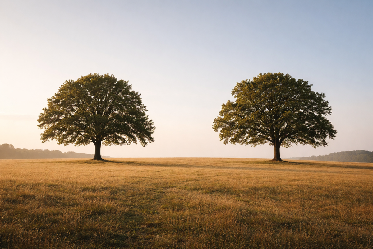 Два дерева рядом — но не одно. Именно дистанция позволяет им расти. В отношениях работает тот же принцип.