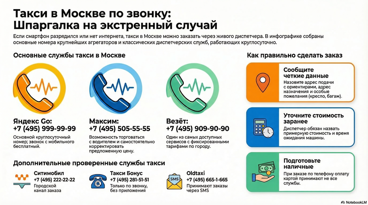 Сохраните эту шпаркалку себе в телефон и вызывайте такси без интернета