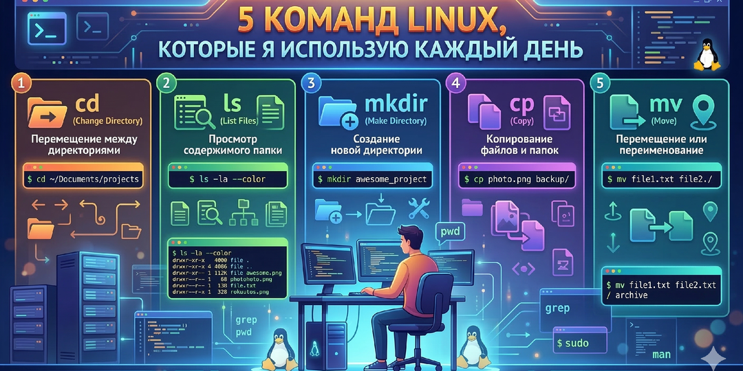 5 команд Linux, которые я использую каждый день уже 10 лет