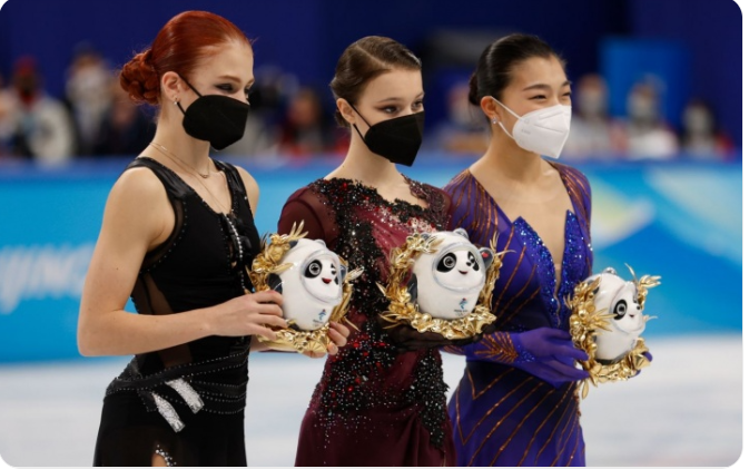 ОИ-2022. Личный зачёт. Золото Анна Щербакова, Серебро - Александра Трусова, бронза - Каори Сакамото