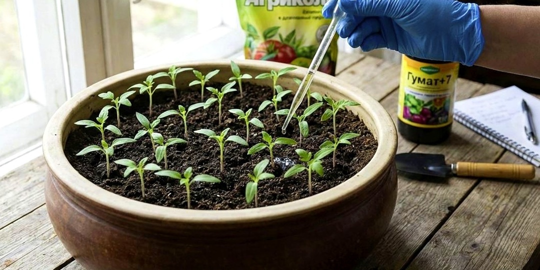 Рассада из хилой в толстенькую за 3 дня! Первая подкормка для перца и помидор укрепит растения.