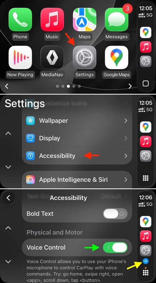     Все настройки универсального доступа спрятаны глубоко в меню CarPlay — неудивительно, что многие о них даже не подозревают. Изображение: idownloadblog.com
