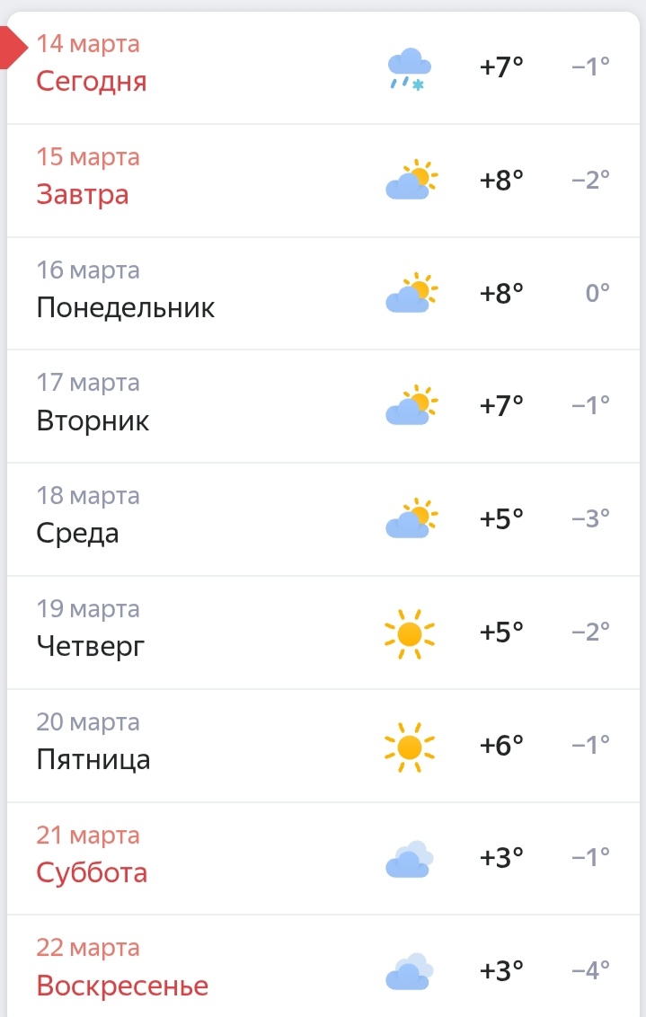 По прогнозу сегодня стоял дождик со снегом, но не было. Ура!