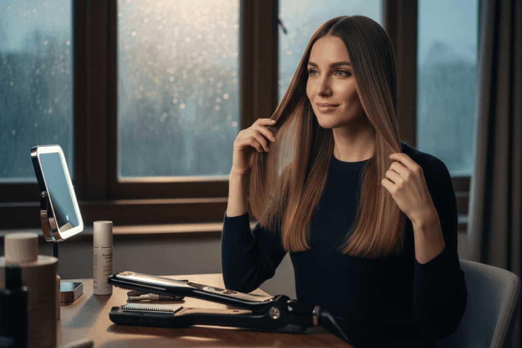    Как убрать пушистость волос: паровой выпрямитель TELZEN против «одуванчика» даже в дождь TELZEN