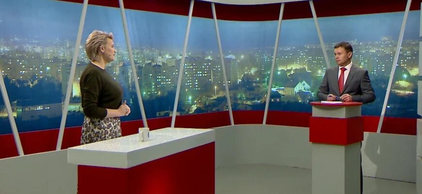    Сергей Федотов и Ольга Изранова в программе "Четвертая власть". Изображение к интервью о работе на телевидении Алина Пьянкова