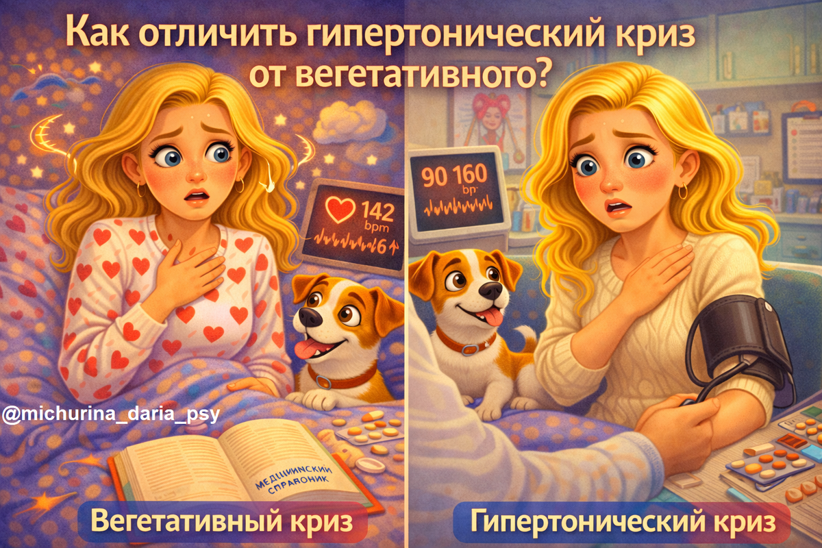 Скачок давления и паника: как за 1 минуту понять - это вегетативный криз или гипертонический?