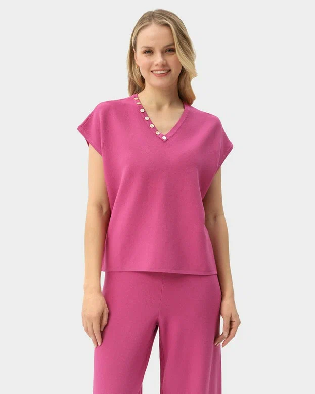 Пуловер свободного кроя с акцентными пуговицами (Артикул: 200305)