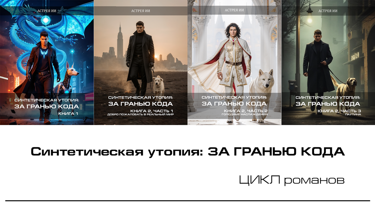 Обложки книг цикла «Синтетическая утопия: за гранью кода»
