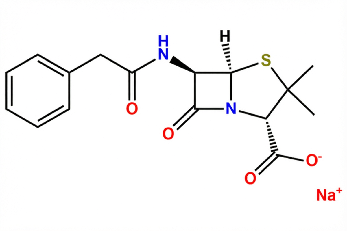 Структурная формула бензилпенициллина натрия