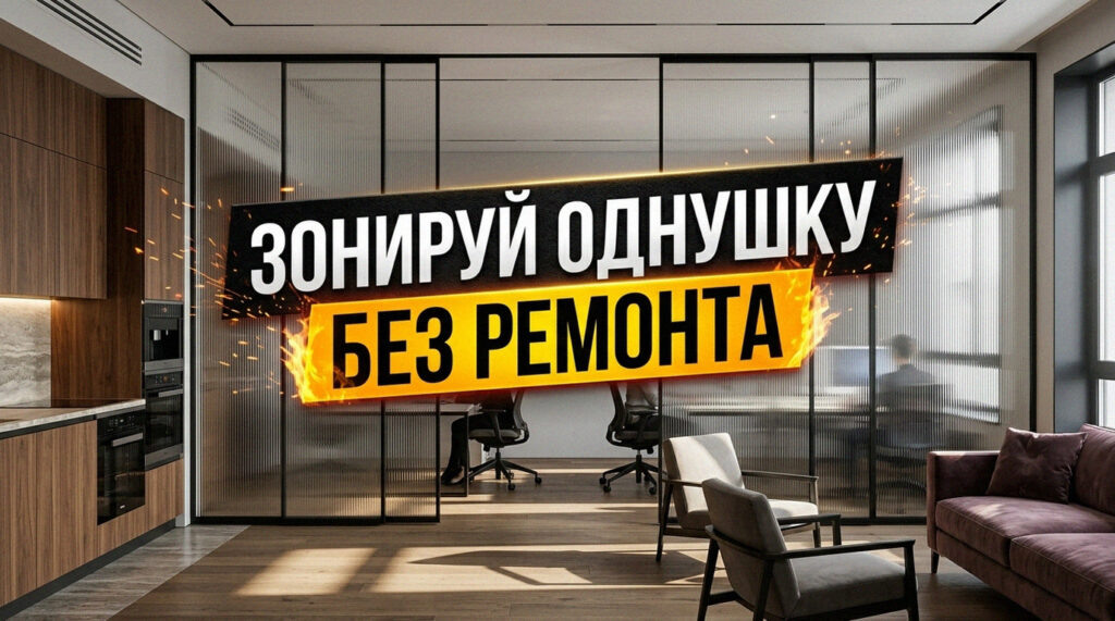    Зонирование однокомнатной квартиры с помощью раздвижной перегородки GarderobSystem