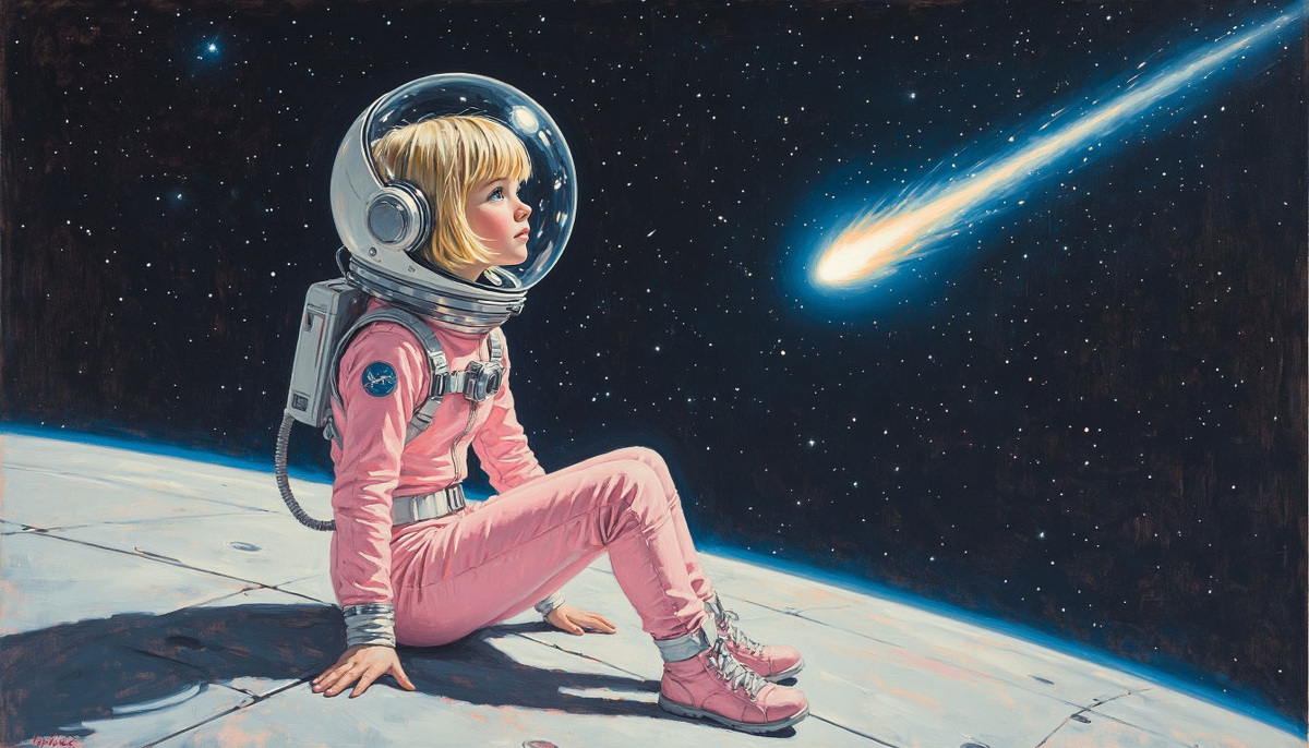 Наблюдение за кометой. Изображение от ИИ Шедеврум