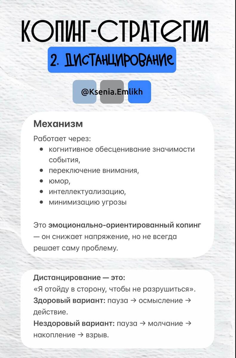 Механизм копинг-стратегии "Дистанцирование"