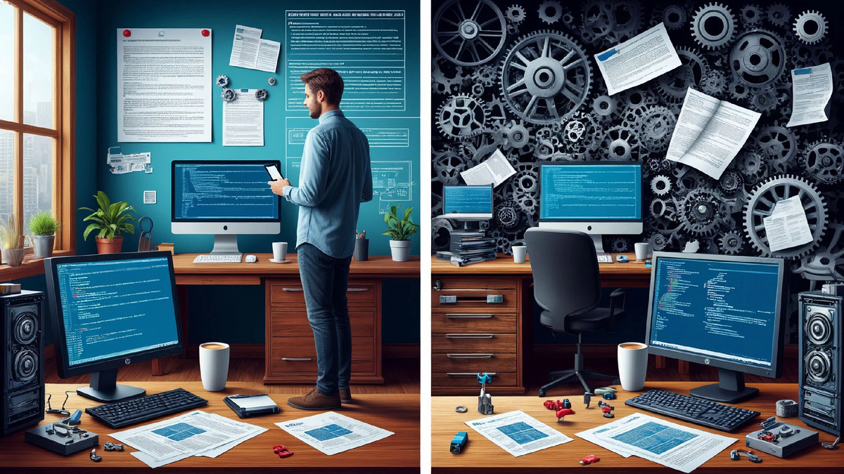 Слева — идеальный мир до обновления. Справа — реальность после KB5079473. Синий экран, пропавший диск C и бесконечные перезагрузки. Бэкап — единственный мост между двумя реальностями.

