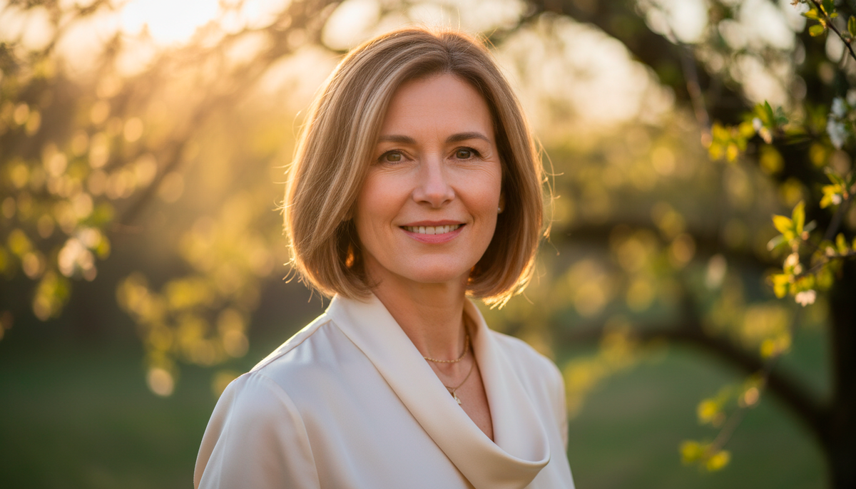 Стильная стрижка каре на женщине 50+: мягкие линии и естественный объём