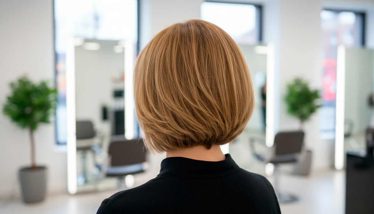 Результат: удлинённое каре с лёгкой градуировкой на затылке