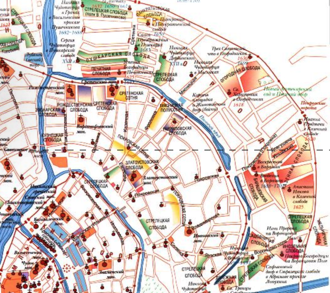 История Замоскворечья. Слободы Москвы. Изображение из открытых источников.
