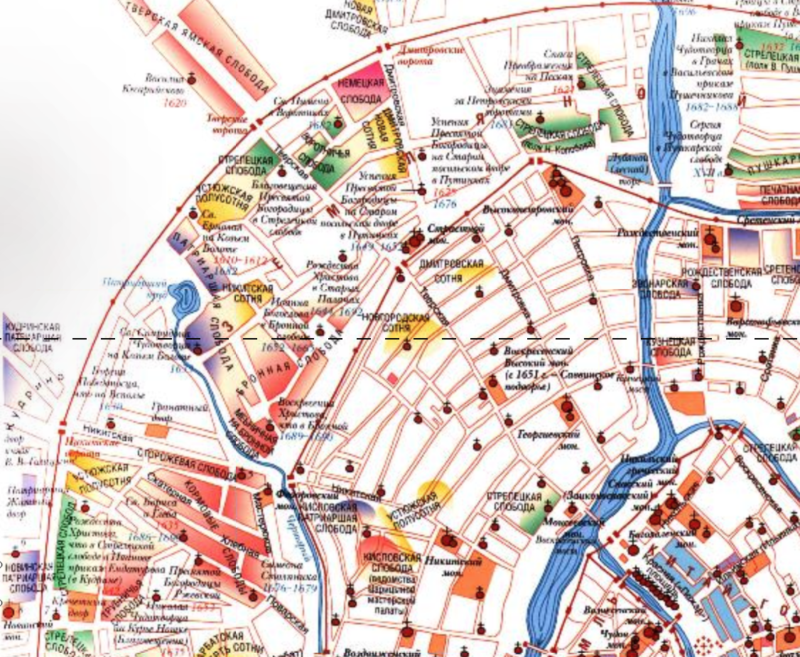 История Замоскворечья. Слободы Москвы. Изображение из открытых источников.