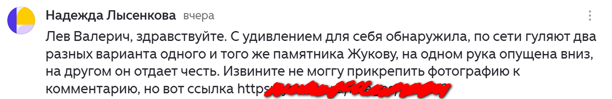 Фрагмент комментария читательницы