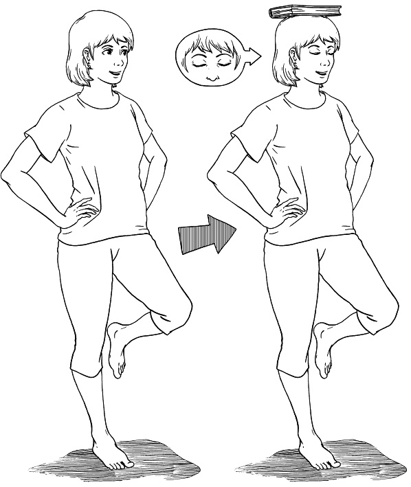 Руки не лучше конечно не фиксировать на бедрах, книжка в прочем, тоже не обязательна