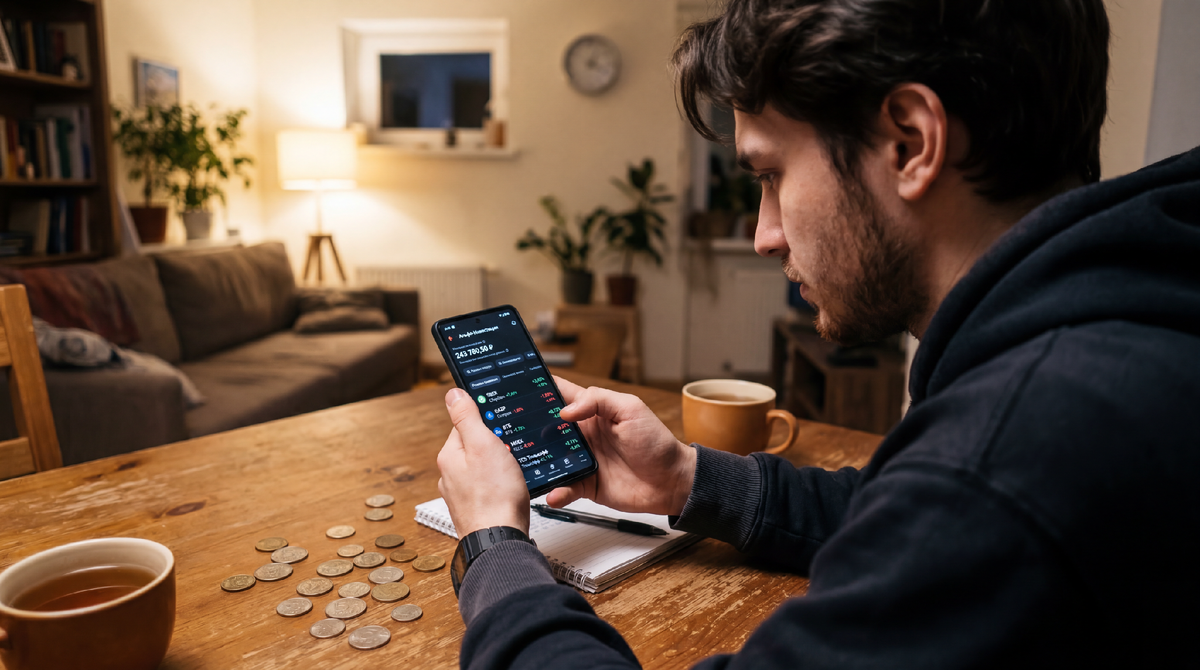 Самый обычный человек в самой обычной квартире делает что-то новое для себя.