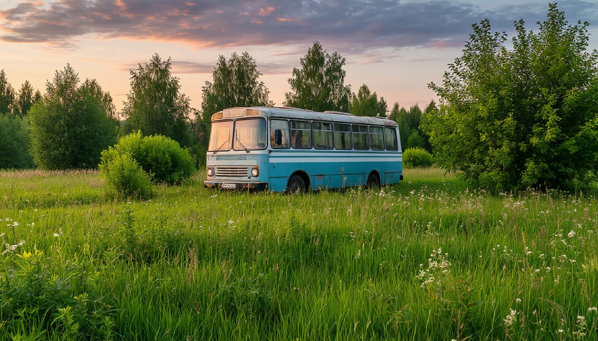 Совершенно неожиданно на пустыре объявился старенький автобус.