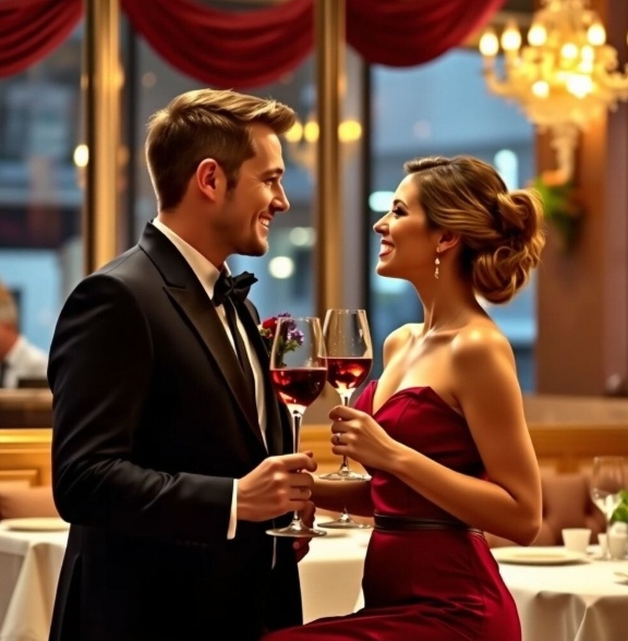 Пара на романтическом свидании в ресторане
