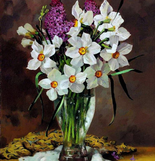 Красивые живописные цветочные натюрморты в творчестве художника Сергея Хамальяна.