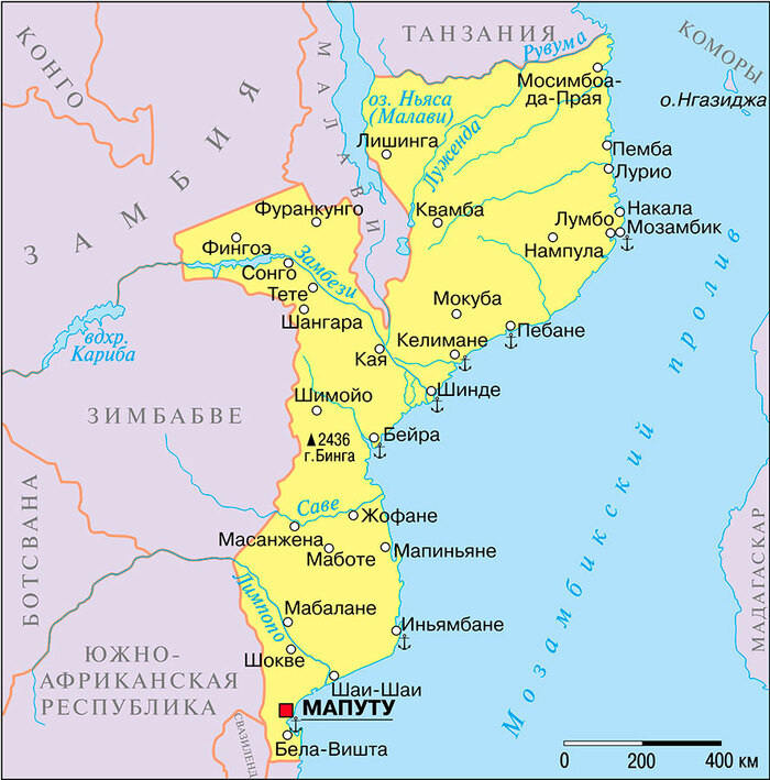 Республика Мозамбик на карте