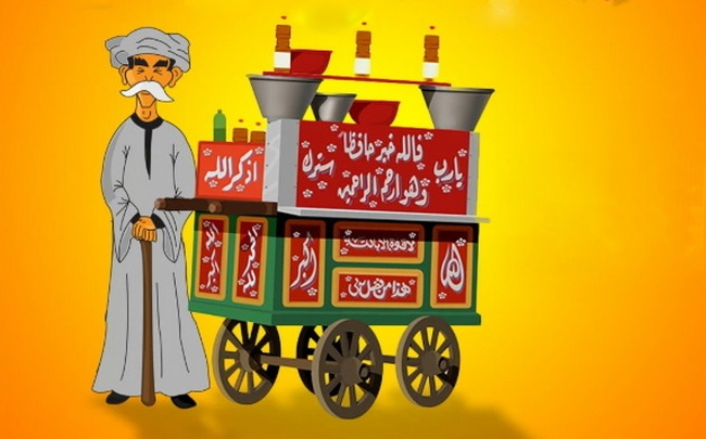 Моего фото нет, но возят примерно на таких по улице и во весь голос зовут купить. И музыка тренькает, по которой тележку издалека узнают. А на картинке египетская, для бобов