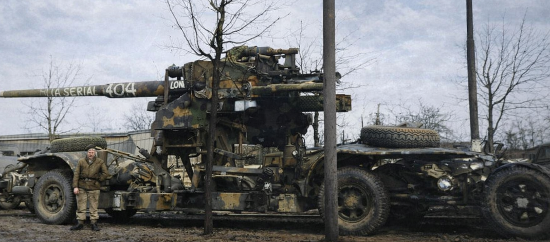 Буксируемая версия Flak 40/1, захваченная британцами. Германия, 1945 год.