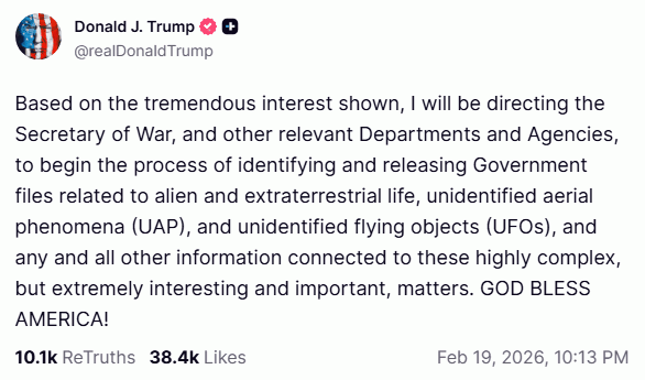 Сообщение, опубликованное Трампом в его соцсети.