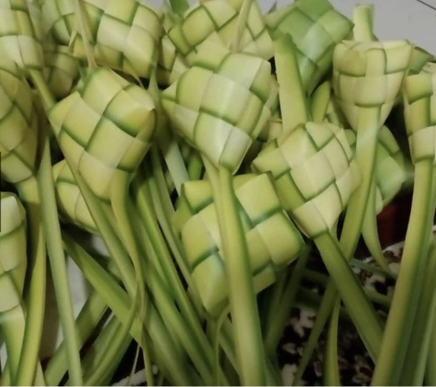 На местном маркет-плейсе продают уже сплетенные коробочки для кетупатов. Фото взято из интернета (местного маркет-плейса)