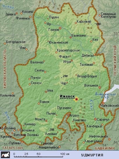 Южный вырез Удмуртии - это Агрызский район Татарстана