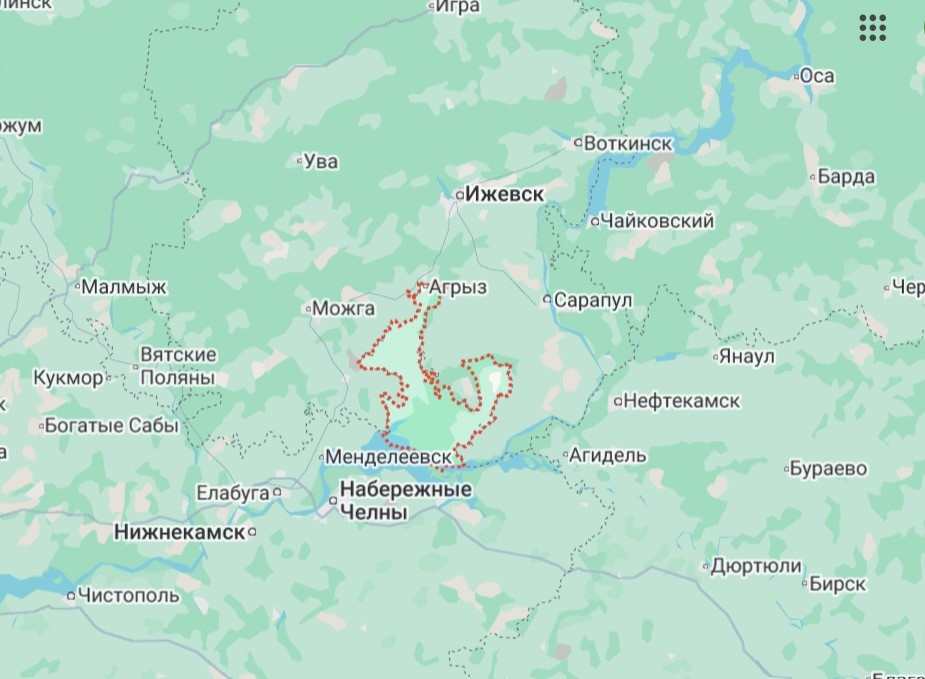 Агрызский район, скриншот с Google Карт